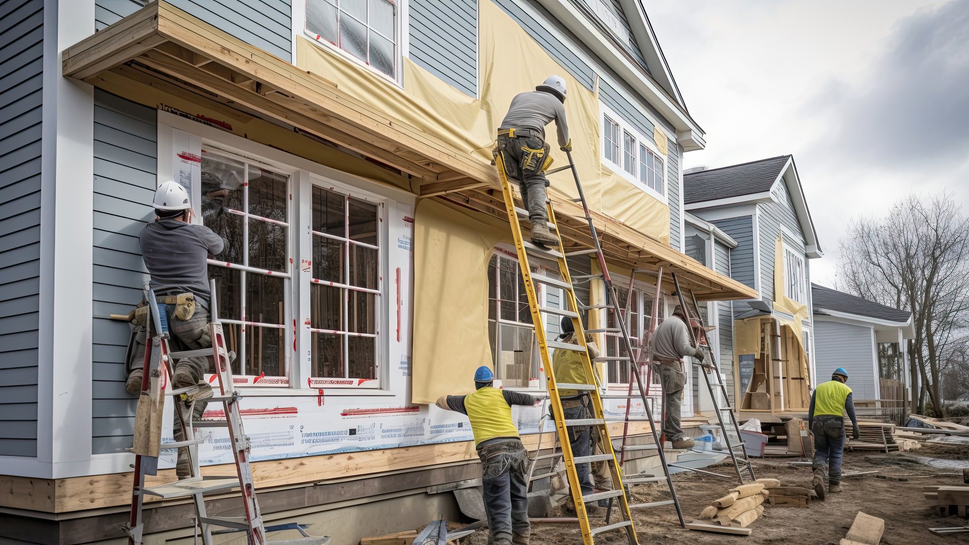 Stock Crew Building a Home